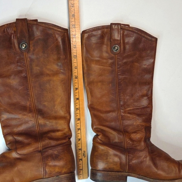 Frye Melissa Double Sole Button Lug Tall Brown Leather Women's Boots - Picture 15 of 16